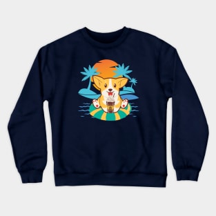 Summer dog and frappe Crewneck Sweatshirt